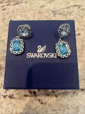 Swarovski Blue Crystal Drop Earrings